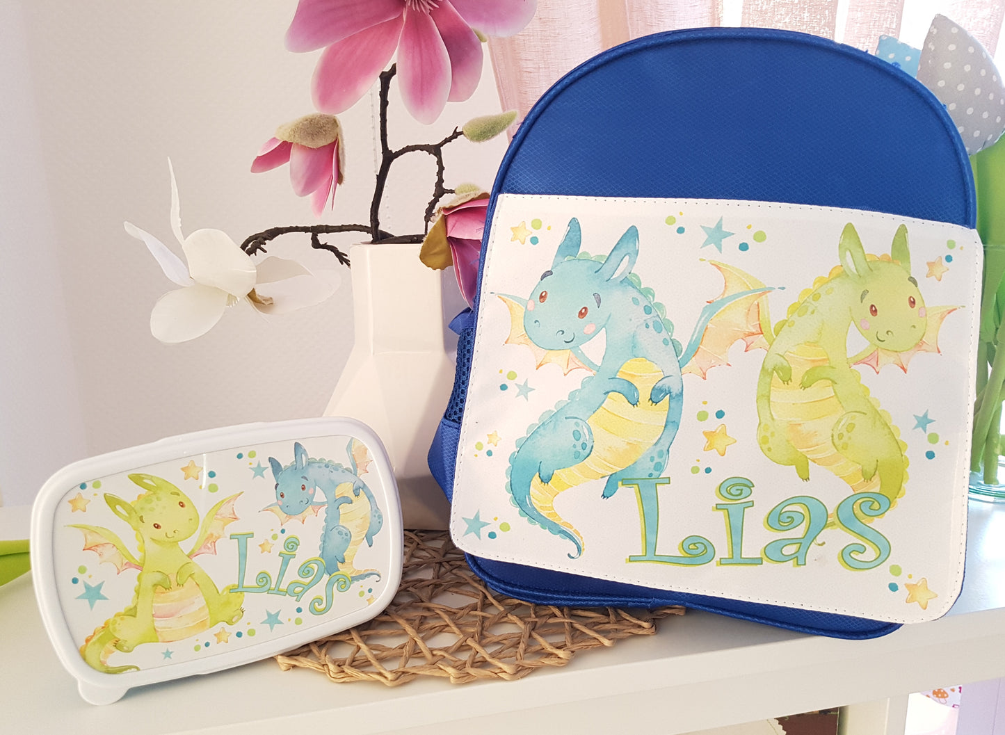Kinderrucksack Drache mit Name