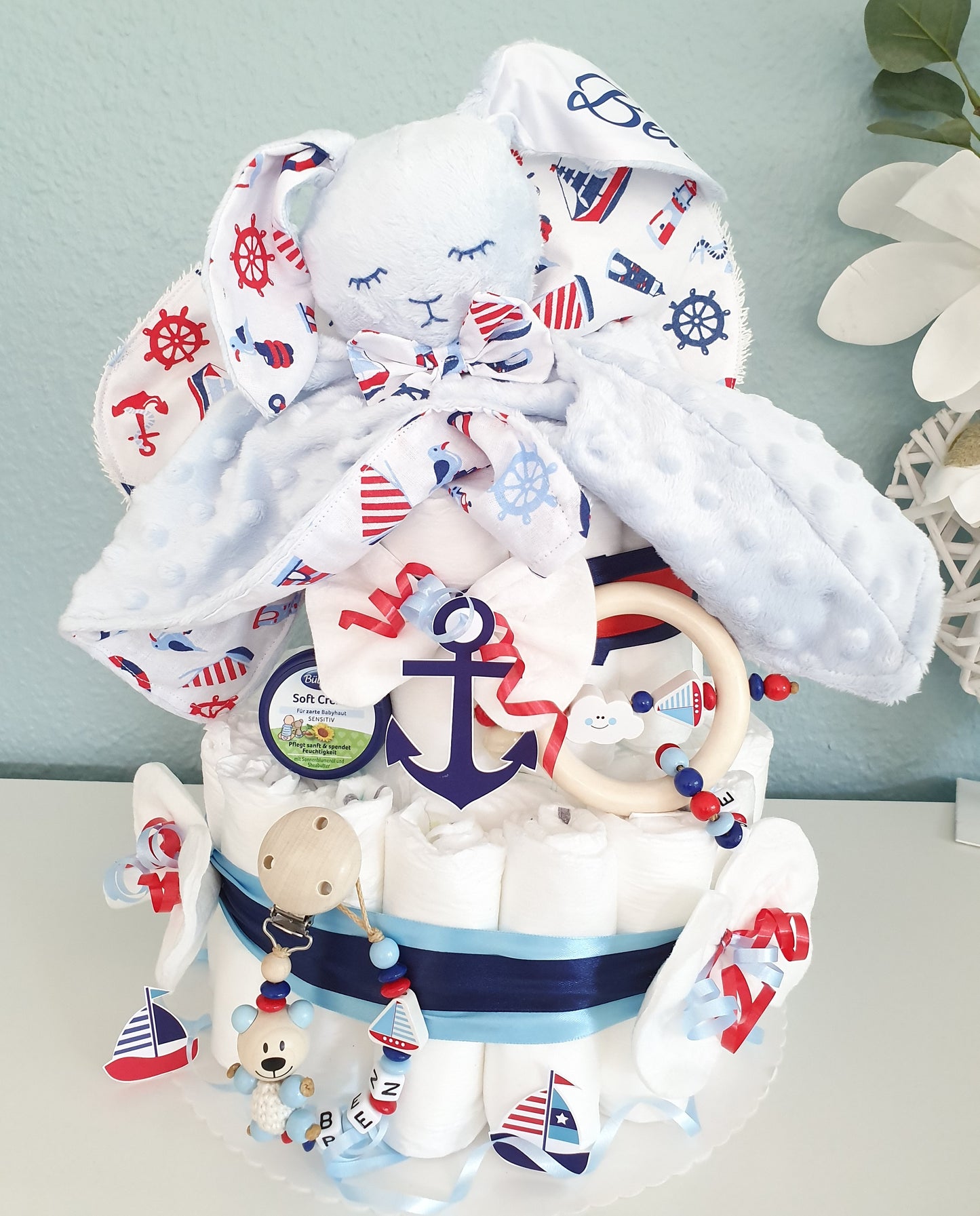 Windeltorte XXL Maritim Kuscheltier Hase Hoppi