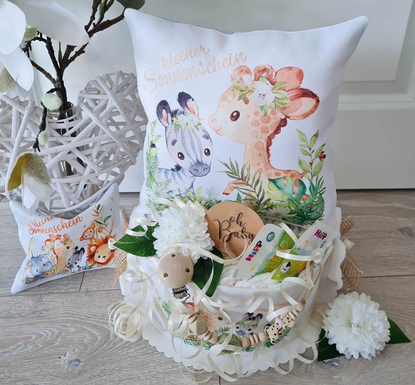 Windeltorte Giraffe Zebra Kuschelkissen