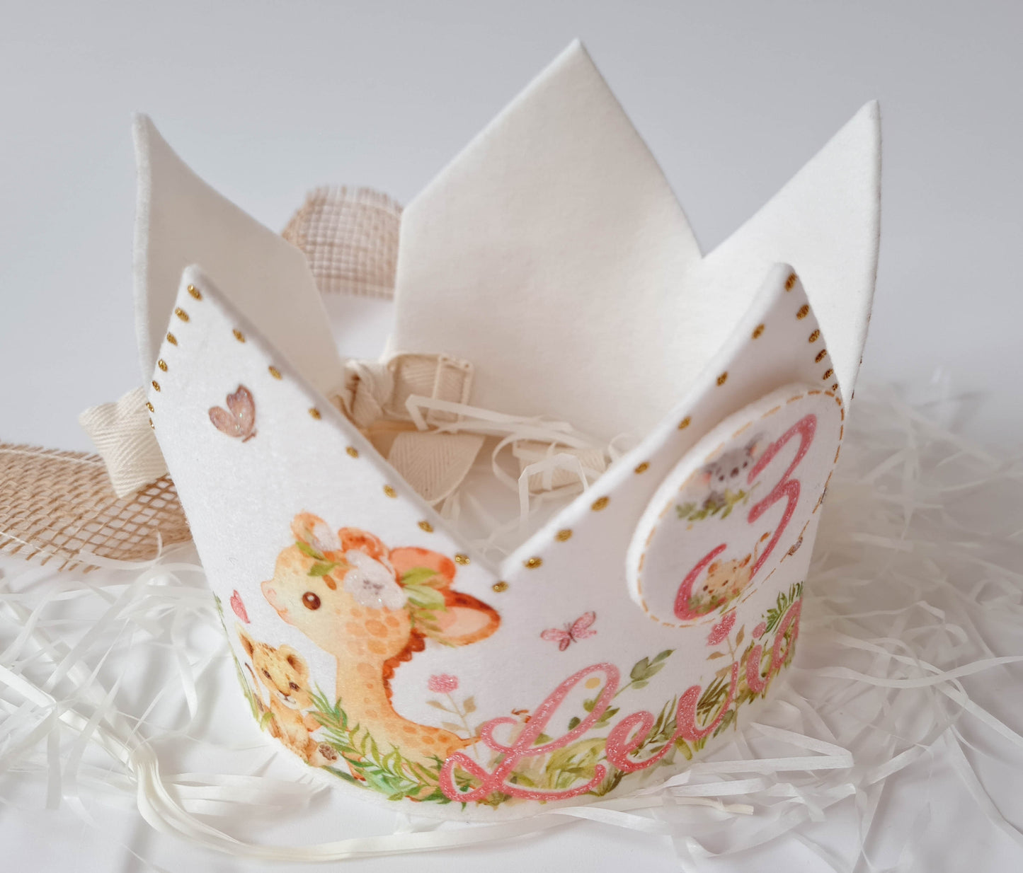 Geburtstagskrone Giraffe Zebra Mädchen Name & Zahlen