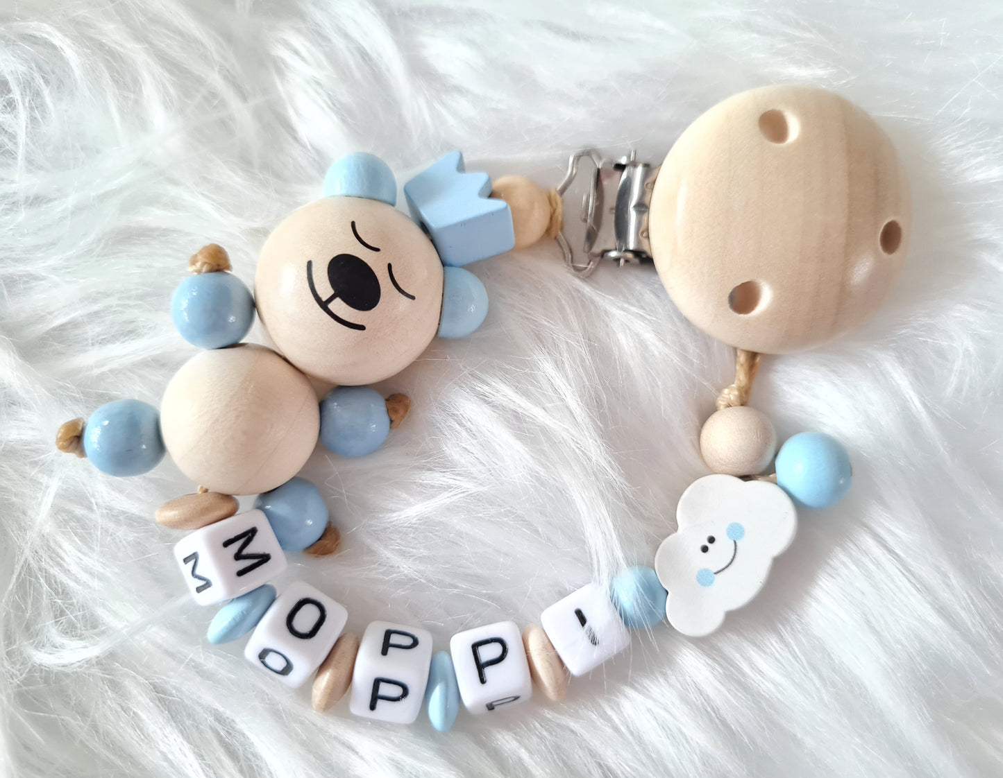 Schnullerkette Teddy Blau