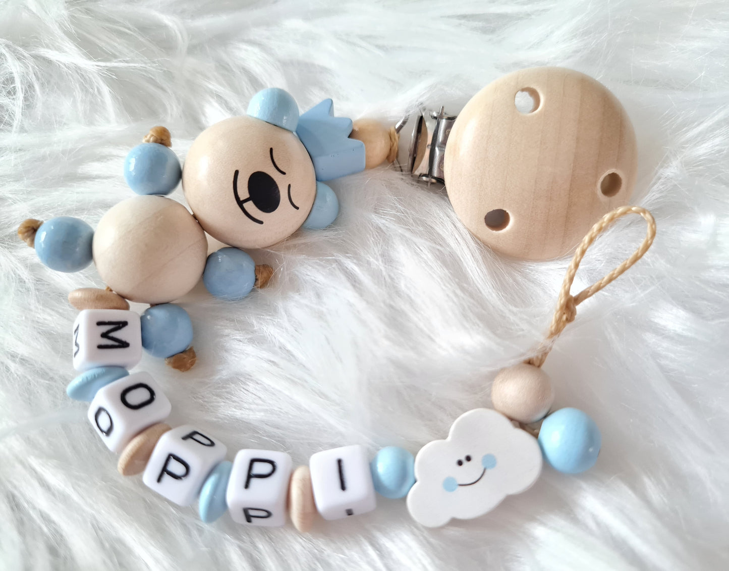 Schnullerkette Teddy Blau