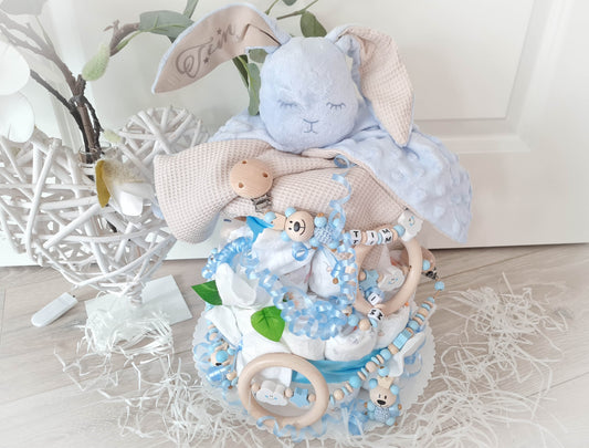 Windeltorte XXXL Junge Kuscheltier Hase Hoppi