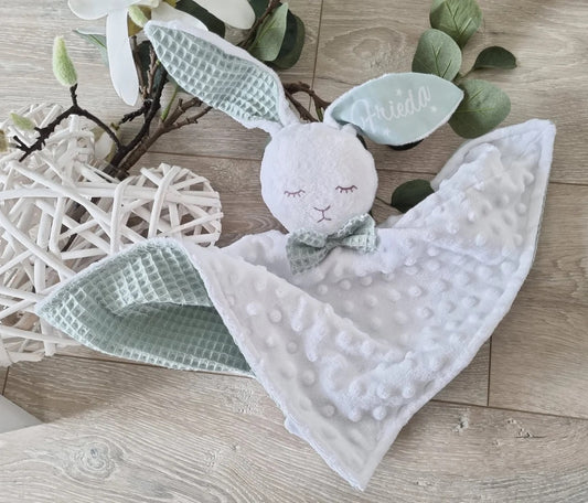 Kuscheltier Hase Hoppi - mit Namen Weiß/Mint