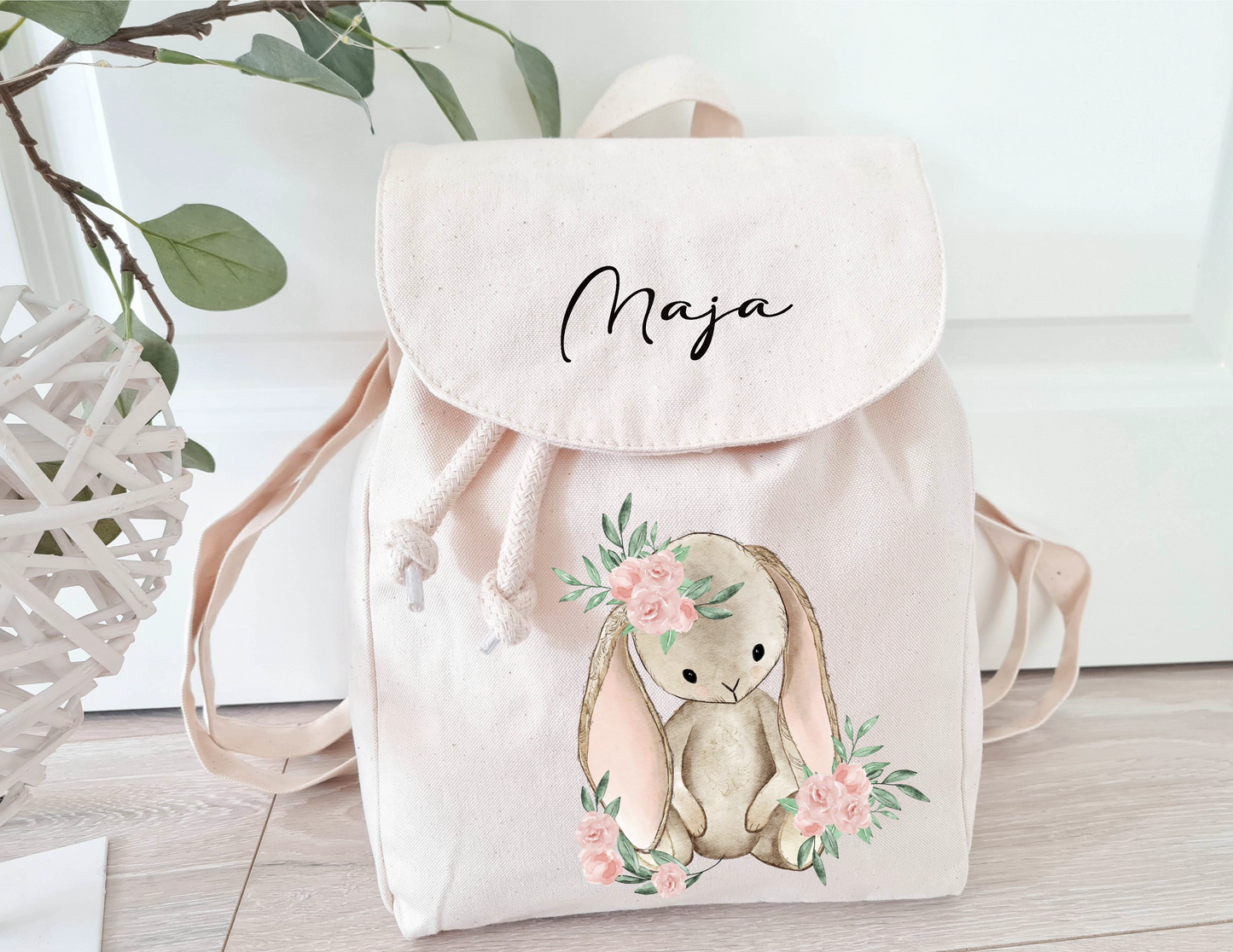 Kinderrucksack mit Name Hase