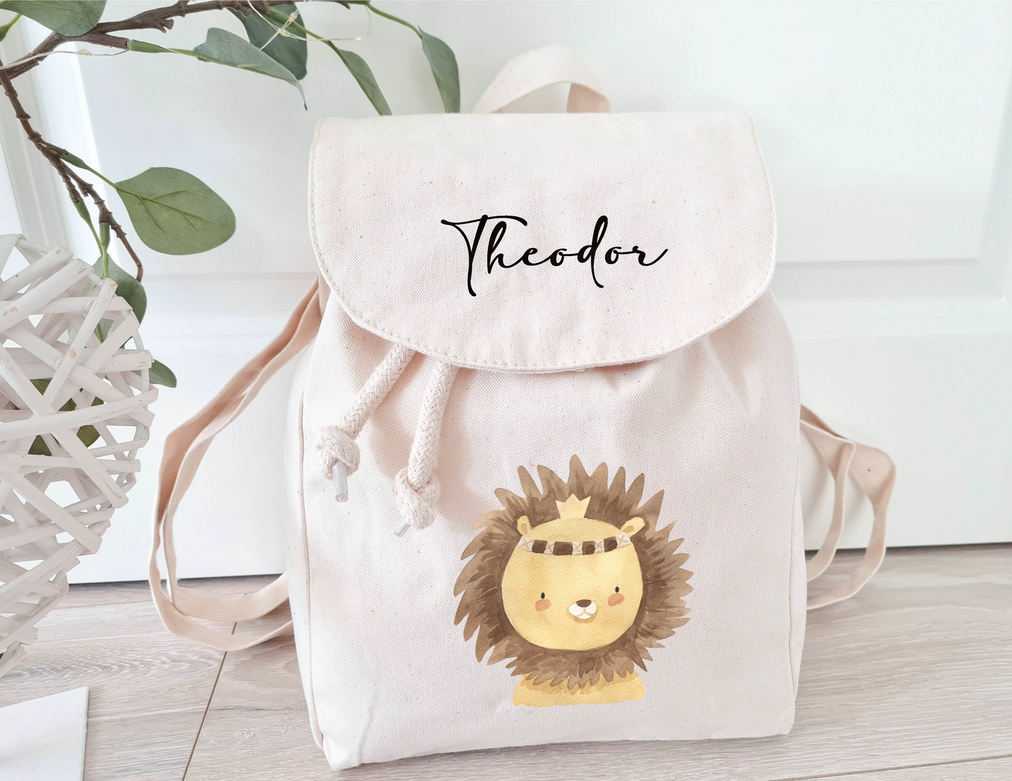 Kinderrucksack mit Name Löwe