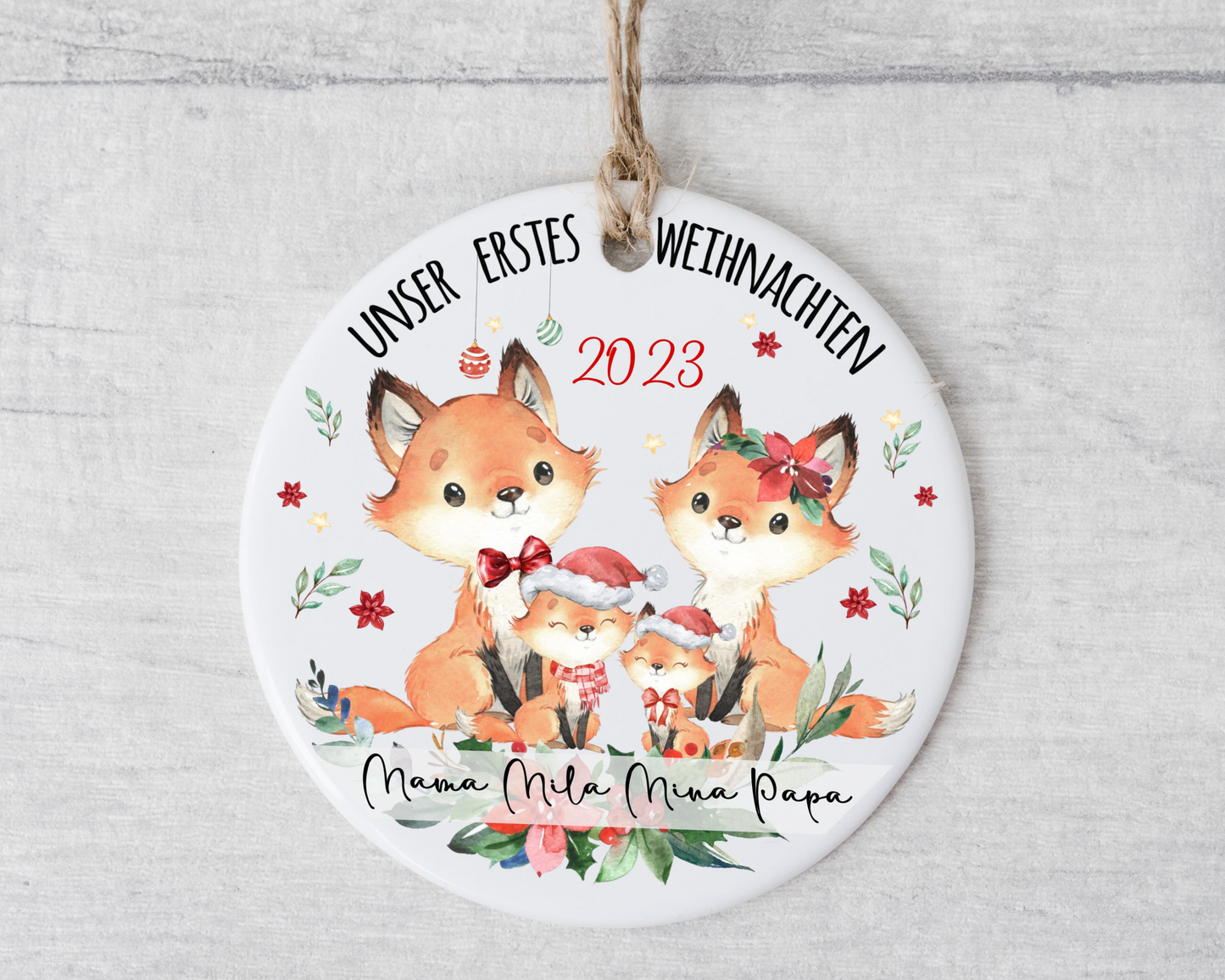 Weihnachtsanhänger personalisiert Fuchs