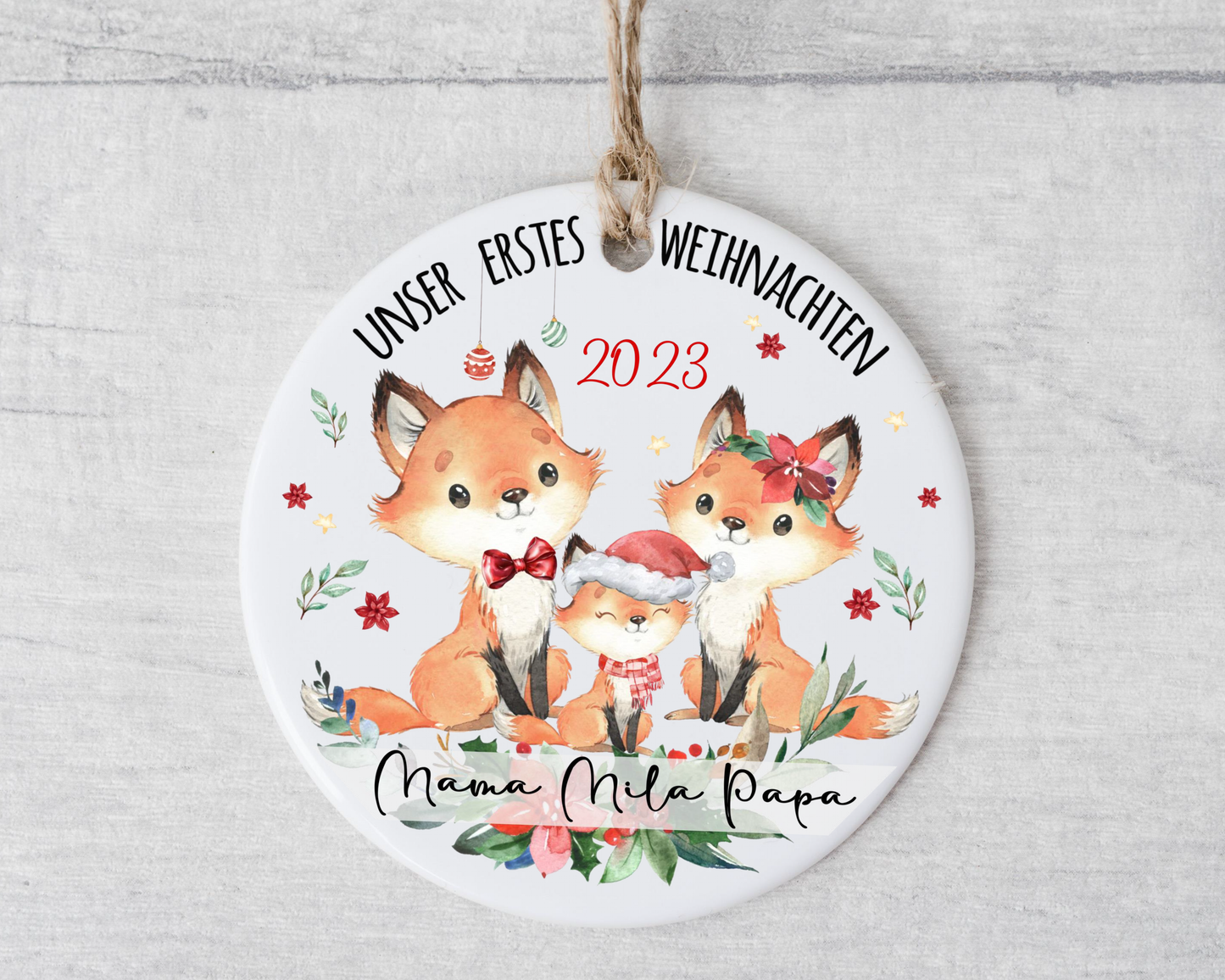 Weihnachtsanhänger personalisiert Fuchs