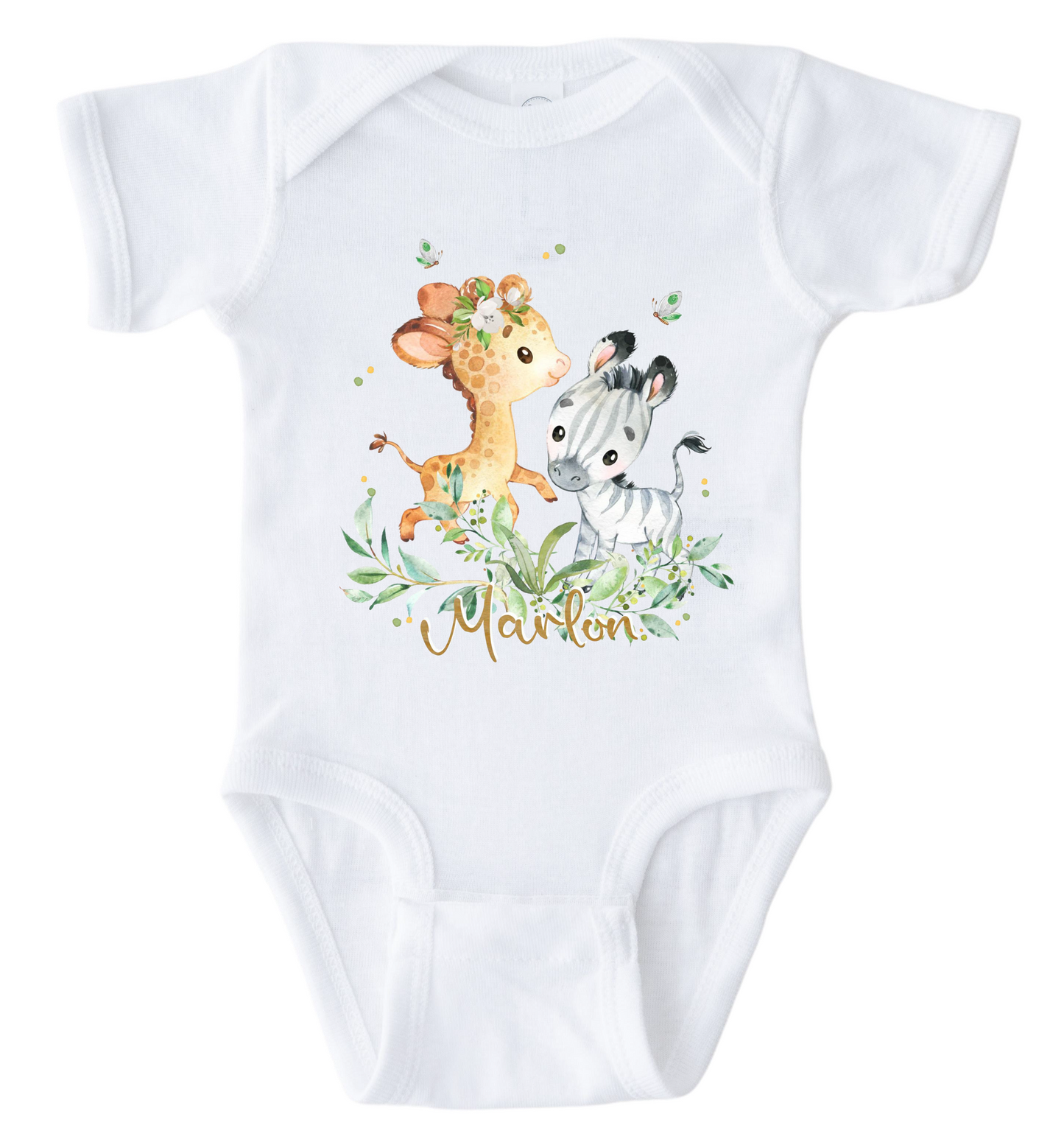 Giraffe Zebra Baby Body mit Namen