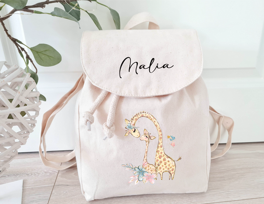 Kinderrucksack mit Name Giraffe