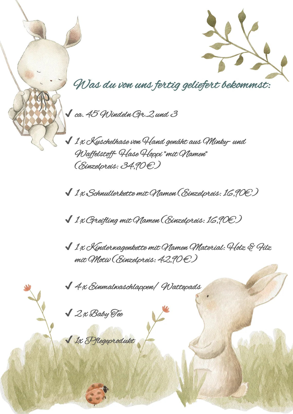 Windeltorte XXL Mädchen Kuscheltier Hase Hoppi
