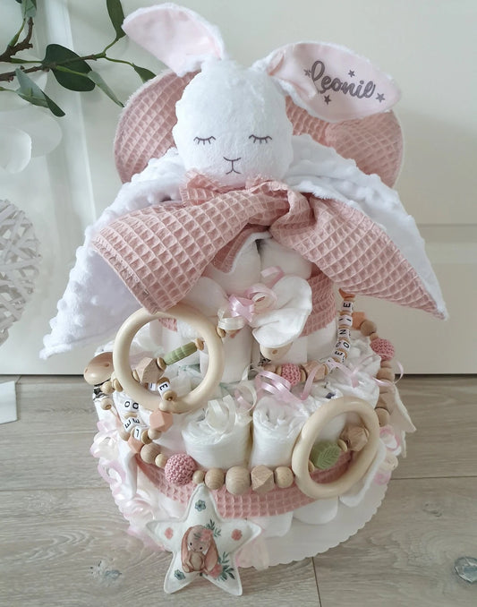 Windeltorte XXL Mädchen Kuscheltier Hase Hoppi