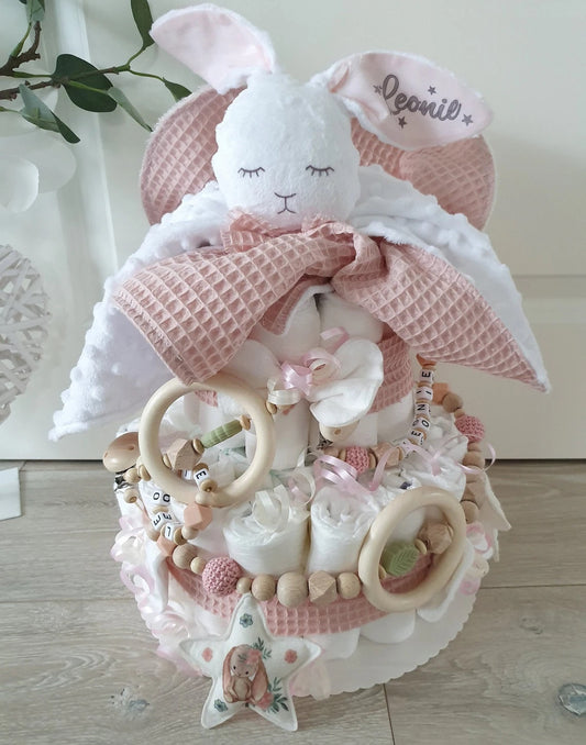 Windeltorte Mädchen Kuscheltier Hase Hoppi
