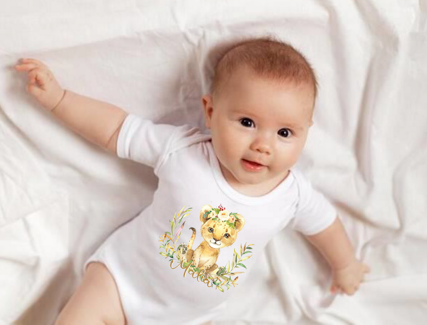 Tiger Mädchen Baby Body mit Namen