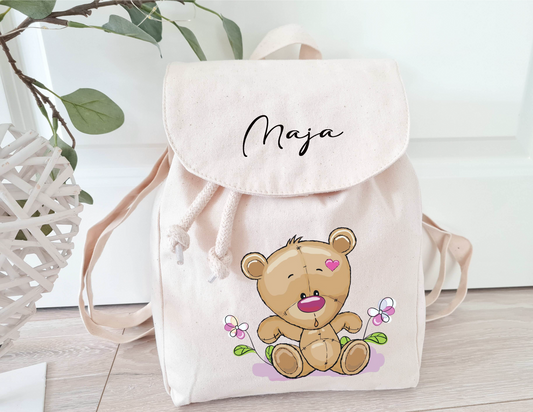 Kinderrucksack mit Name Teddy