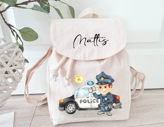 Kinderrucksack mit Name Polizei