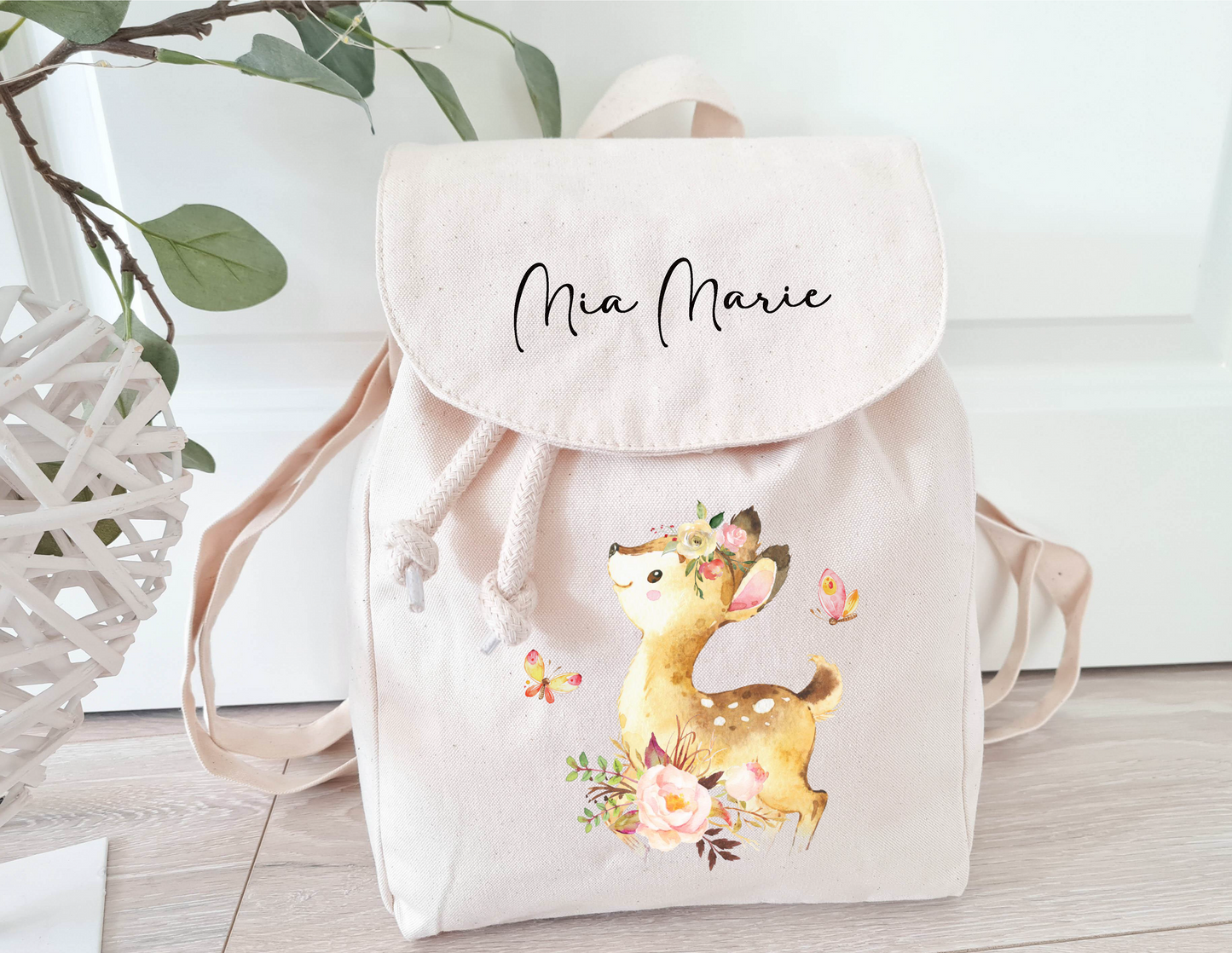 Kinderrucksack mit Name Reh