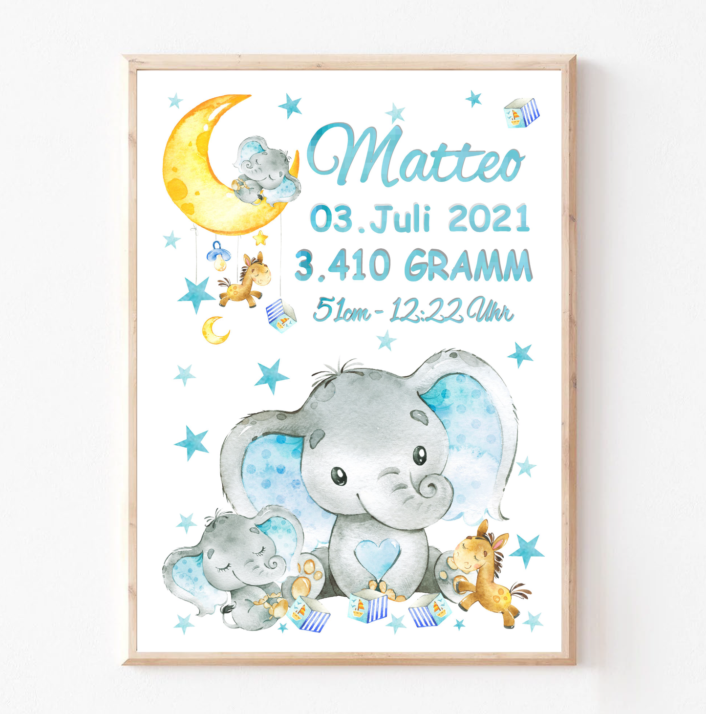 GEBURTSTAFEL Elefant Junge