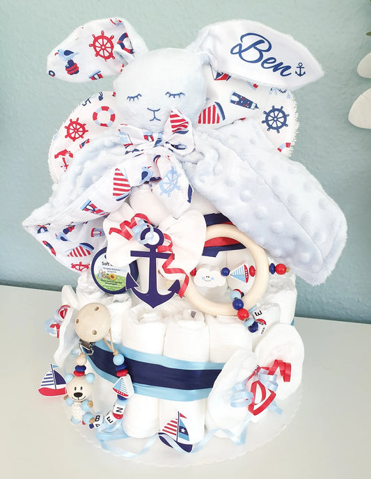 Windeltorte XXXL Maritim Kuscheltier Hase Hoppi