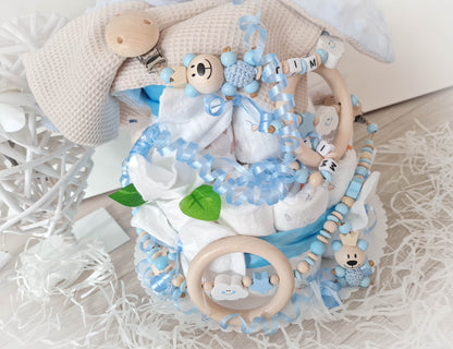 Windeltorte XXXL Junge Kuscheltier Hase Hoppi