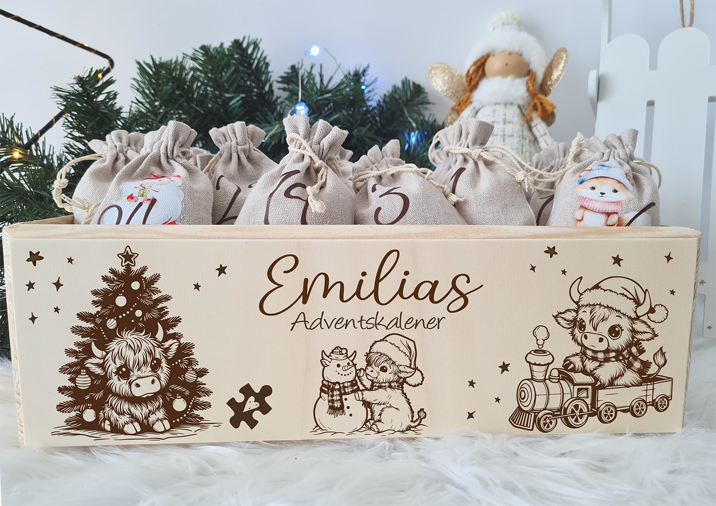 Personalisierter Adventskalender Highland Cow