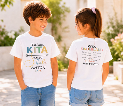 Tschüss Kita Hallo Schule T-Shirt Mädchen personalisiert