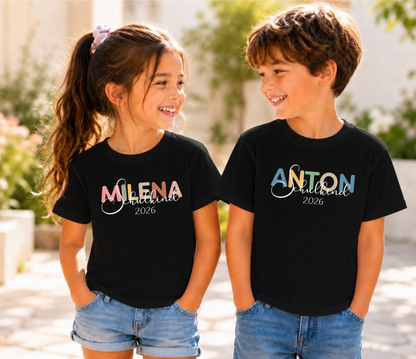 Schulkind 2026 T-Shirt personalisiert mit Name | Einschulung