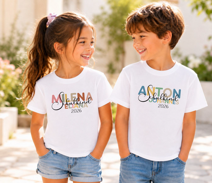 Schulkind 2026 T-Shirt personalisiert mit Name | Einschulung