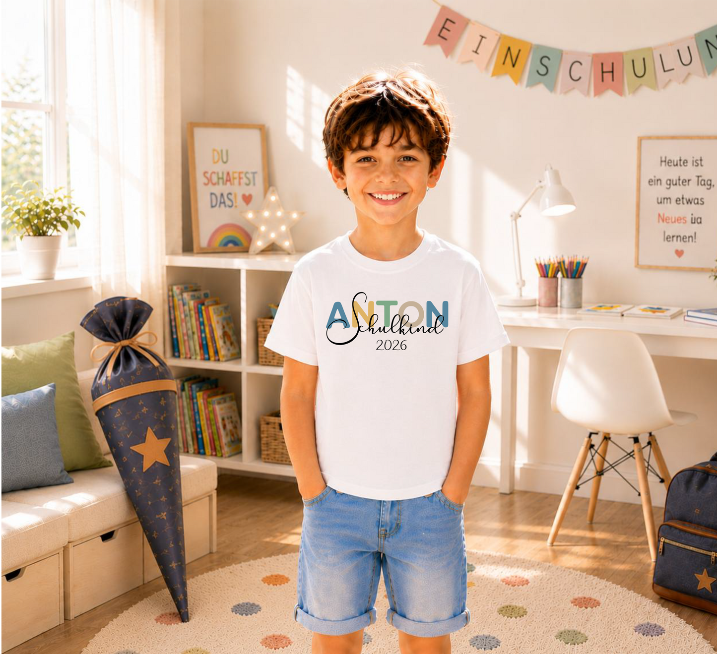 Schulkind 2026 T-Shirt personalisiert mit Name | Einschulung